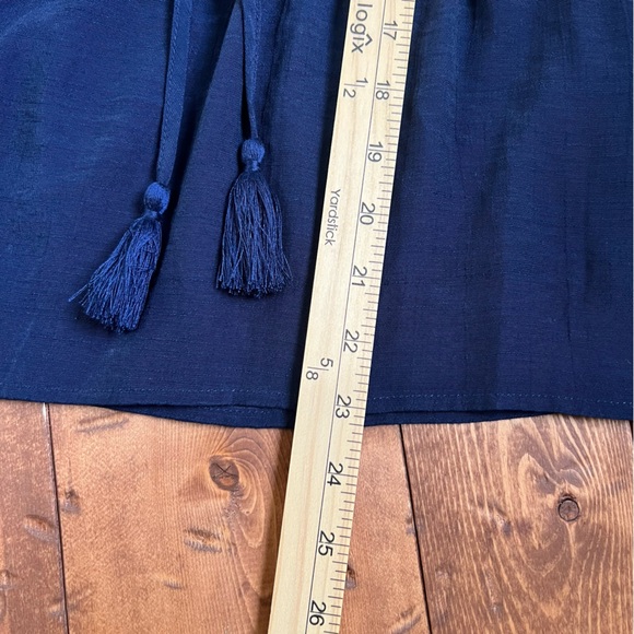 Nanette Lepore Boho Top Pom Fringe Blue Size Medium Baby Doll - Picture 9 of 10